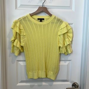 Spring color sweater top, ruffle sleeve